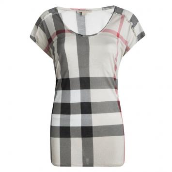 Pre Owned Burberry Beige Novacheck Short Sleeve Top L