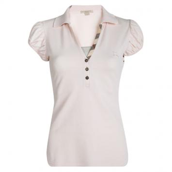 Pre Owned Burberry Brit Blush Pink Short Sleeve Polo T-Shirt S