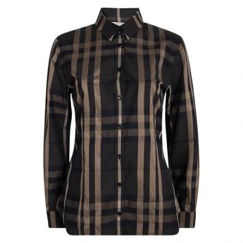 Pre Owned Burberry London Brown Checked Cotton Long Sleeve Button Front Shirt M