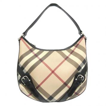 Pre Owned Burberry Black Nova Check Coated Canvas Hobo