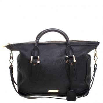 Pre Owned Burberry Black Pebbled Leather Kirley Satchel