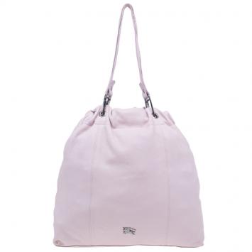 Pre Owned Burberry Pink Leather Drawstring Tote