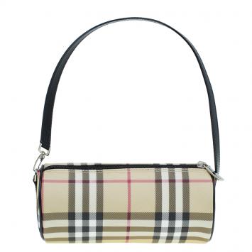 Pre Owned Burberry Beige Canvas Nova Check Barrel Bag