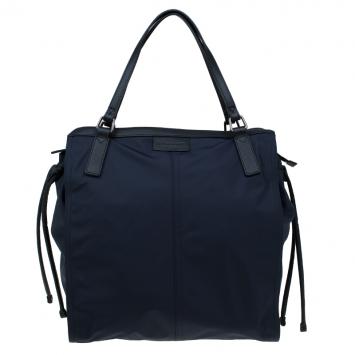 Pre Owned Burberry Navy Blue Nylon Buckleigh Shopper Tote