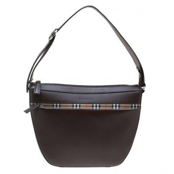 Pre Owned Burberry Brown Leather Saddle Shoulder Bag