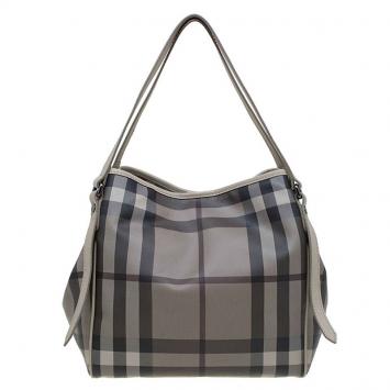 Pre Owned Burberry Smoke Grey Haymarket Nova Check Tote