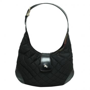 Pre Owned Burberry Black Quilted Nylon Brooke Hobo