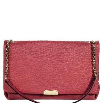 Pre Owned Burberry Permanganate Red Grained Leather Mildenhall Shoulder Bag