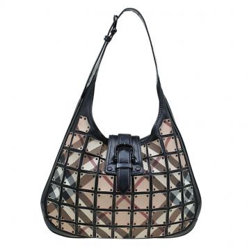 Pre Owned Burberry Black Nova Check Brooke Warrior Hobo