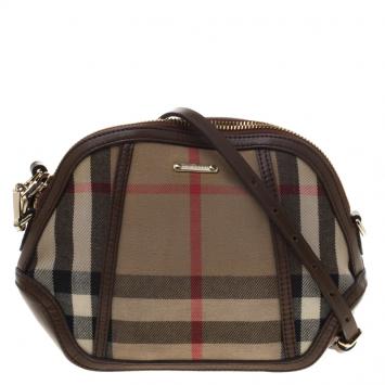 Pre Owned Burberry House Check Fabric Mini Orchard Crossbody Bag