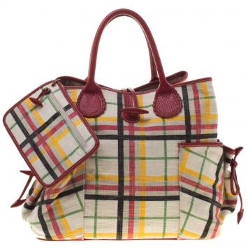 Pre Owned Burberry Multicolor House Check Canvas Tote