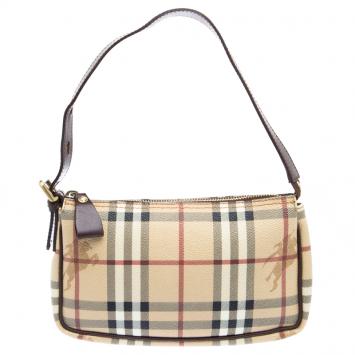 Pre Owned Burberry Brown Haymarket Check PVC Pochette