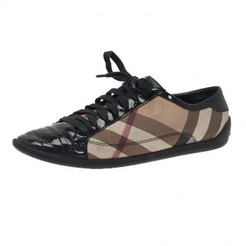 Pre Owned Burberry Novacheck Canvas and Leather Sneakers Size 39 