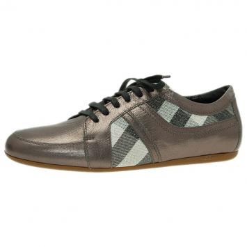 Pre Owned Burberry Metallic Leather and Novacheck Canvas Sneakers Size 37