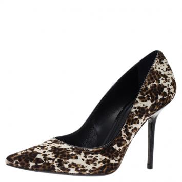 Pre Owned  Burberry Pony Hair Collins Pointed Toe Pumps Size 38