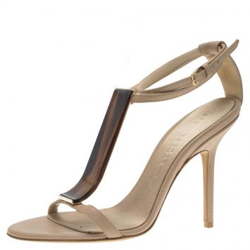 Pre Owned Burberry Blush Pink Irvington Horn Knot Capsule Sandals Size 38