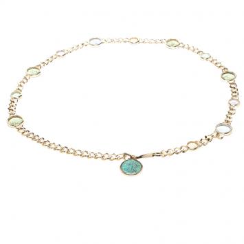 Pre Owned Bvlgari Multicolor Glass Embellished Chain Link Belt