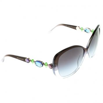 Pre Owned Bvlgari Blue Jeweled 8080-B Cat Eye Sunglasses