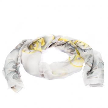 Pre Owned Bvlgari Grey Printed Silk Chiffon Stole