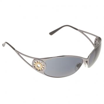 Pre Owned Bvlgari Black 657 Cutout Rectangle Sunglasses 