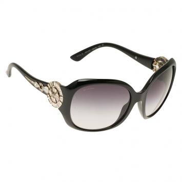 Pre Owned Bvlgari Black Limited Edition Crystal Embellished Sunglasses