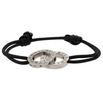 Pre Owned Bvlgari Bvlgari Black Cotton Fabric and Sterling Silver Black Bracelet