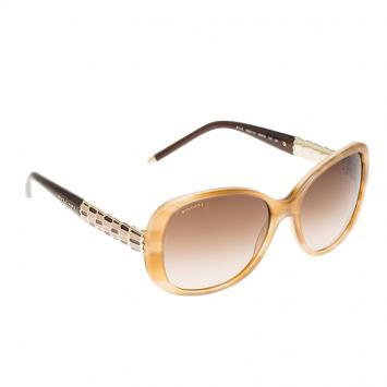 Pre Owned Bvlgari Brown 8114 Ruffle Serpenti Sunglasses