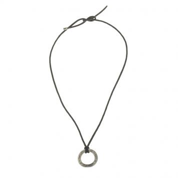 Pre Owned Bvlgari Save the Children Silver Pendant Black Cord Necklace