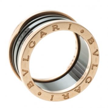 Pre Owned Bvlgari B.Zero1 4-Band Black Ceramic Rose Gold Ring Size 54