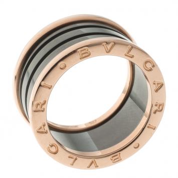 Pre Owned Bvlgari B.Zero1 4-band Ceramic and Rose Gold Ring Size 54
