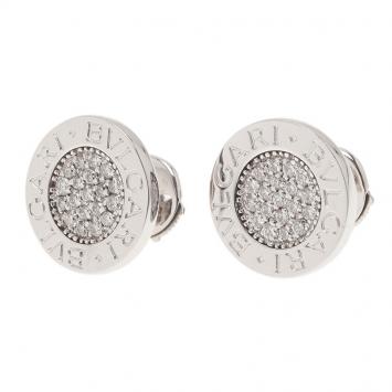 Pre Owned Bvlgari Bvlgari Diamond Pavè 18K White Gold Stud Earrings