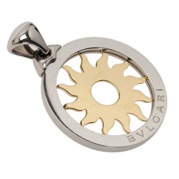 Pre Owned Bvlgari Tondo Sun Gold and Stainless Steel Large Pendant