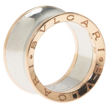 Pre Owned Bvlgari Anish Kapoor B.Zero1 Rose Gold and Steel Ring Size 55