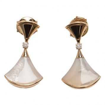 Pre Owned Bvlgari Divas' Dream Mother of Pearl, Diamond and Rose Gold Earrings