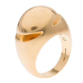 Pre Owned Bvlgari Fancy High Dome Rose Gold Ring Size 53
