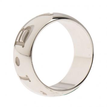 Pre Owned Bvlgari Monologo White Gold Band Ring Size 56