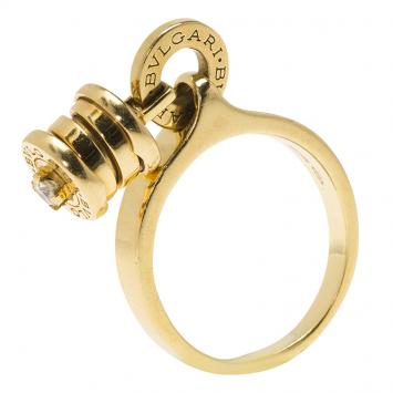 Pre Owned Bvlgari B.Zero1 Diamond Yellow Gold Dangling Ring Size 52.5