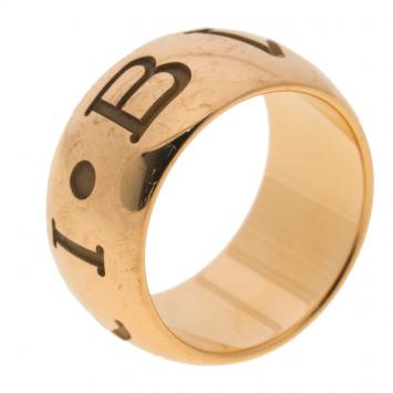 Pre Owned Bvlgari Monologo 18k Rose Gold Band Ring Size 52
