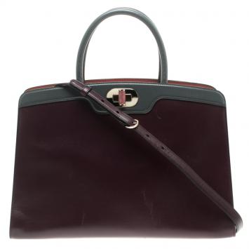 Pre Owned Bvlgari Purple Leather Medium Icona Tote