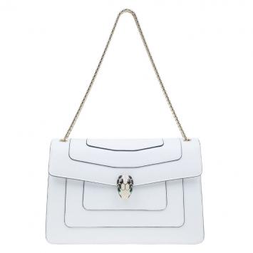 Pre Owned Bvlgari White Calfskin Small Shoulder Bag