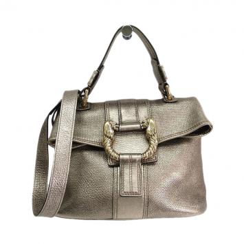 Pre Owned Bvlgari Bronze Leather Leoni Shouder Bag
