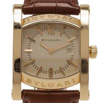 Pre Owned Bvlgari Cream 18K Yellow Gold Assioma Women's Wristwatch 30MM