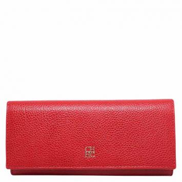 Pre Owned Carolina Herrera Red Leather Continental Wallet