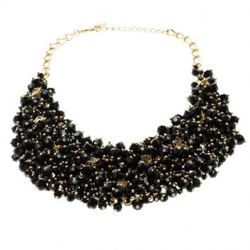 Pre Owned CH Carolina Herrera Black Beads Gold Tone Necklace