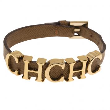 Pre Owned  Carolina Herrera CH Logo Leather Bracelet