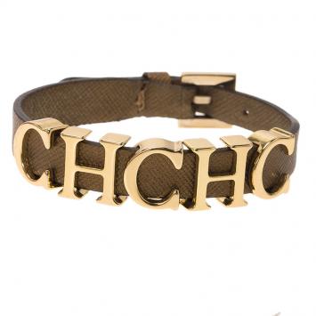 Pre Owned  Carolina Herrera CH Logo Leather Bracelet
