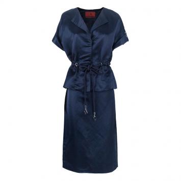 Pre Owned Carolina Herrera Navy Skirt Suit L