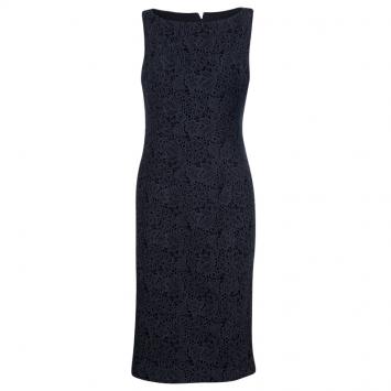 Pre Owned Carolina Herrera Grey Lace Sheath Dress L