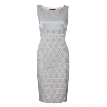 Pre Owned Carolina Herrera Beige Embroidered Sleeveless Dress S
