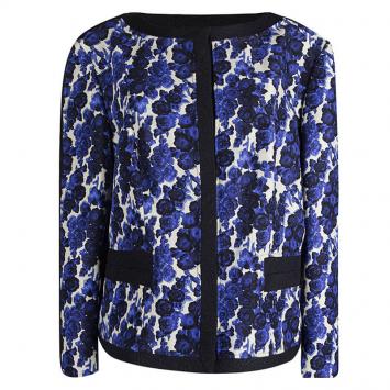 Pre Owned Carolina Herrera Floral Printed Silk Box Jacket XL